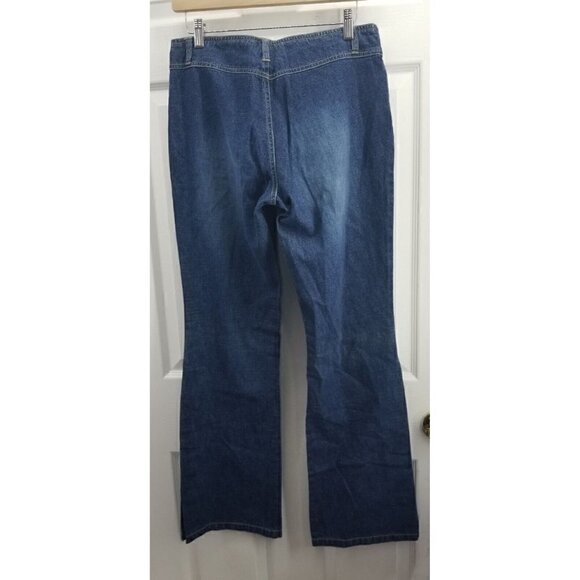 Nevada Vintage 90's Y2K Flared Waistless Button Seamed Jeans Sz 8 - Picture 2 of 7
